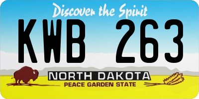 ND license plate KWB263