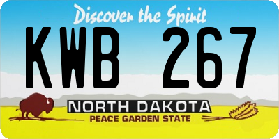 ND license plate KWB267
