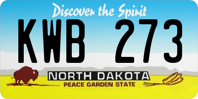 ND license plate KWB273