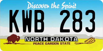 ND license plate KWB283