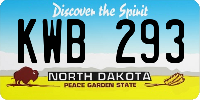 ND license plate KWB293