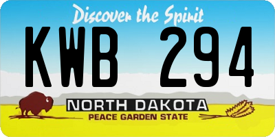 ND license plate KWB294