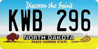 ND license plate KWB296