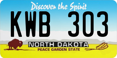 ND license plate KWB303