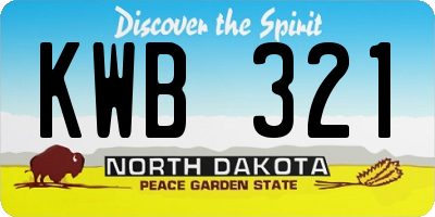 ND license plate KWB321