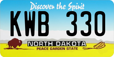 ND license plate KWB330