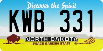 ND license plate KWB331