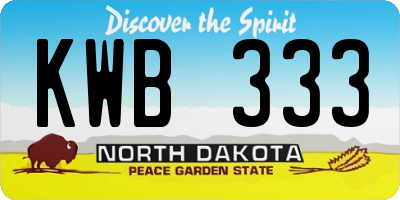 ND license plate KWB333