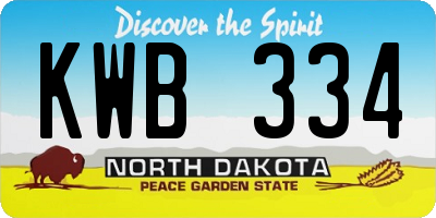 ND license plate KWB334