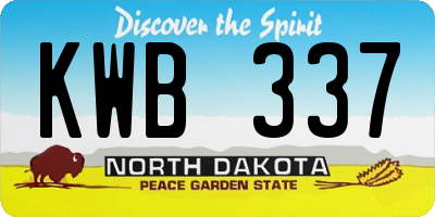 ND license plate KWB337