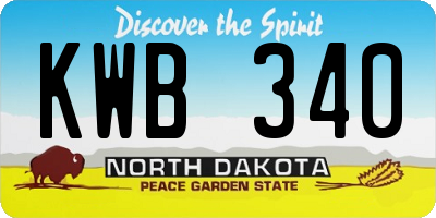 ND license plate KWB340