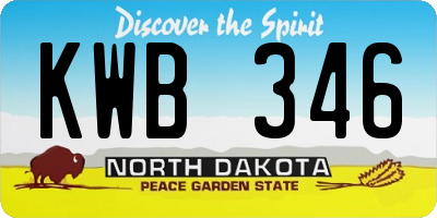 ND license plate KWB346