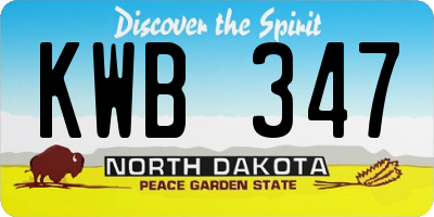 ND license plate KWB347