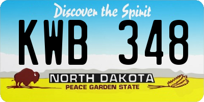 ND license plate KWB348