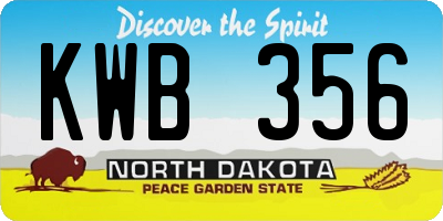 ND license plate KWB356