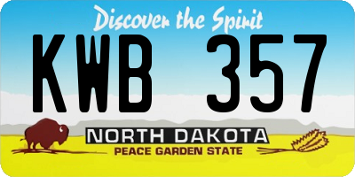 ND license plate KWB357