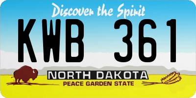 ND license plate KWB361