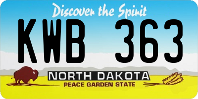 ND license plate KWB363
