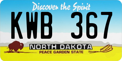 ND license plate KWB367