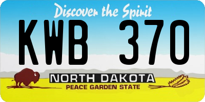 ND license plate KWB370