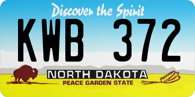 ND license plate KWB372