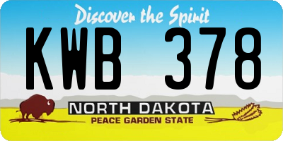 ND license plate KWB378