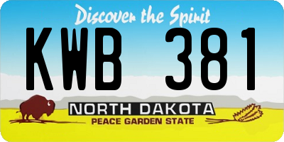 ND license plate KWB381