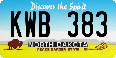 ND license plate KWB383