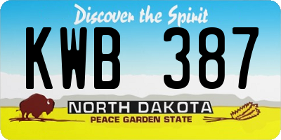 ND license plate KWB387