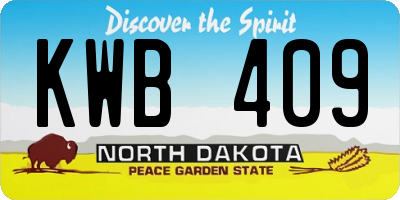 ND license plate KWB409
