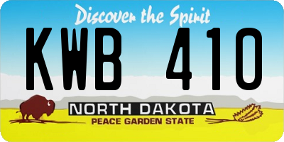 ND license plate KWB410