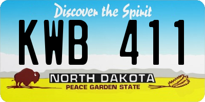 ND license plate KWB411