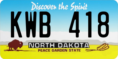 ND license plate KWB418