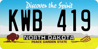 ND license plate KWB419