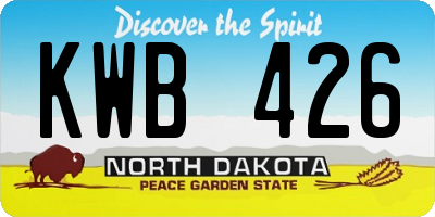 ND license plate KWB426