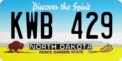ND license plate KWB429