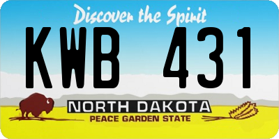 ND license plate KWB431