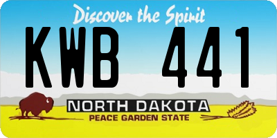 ND license plate KWB441