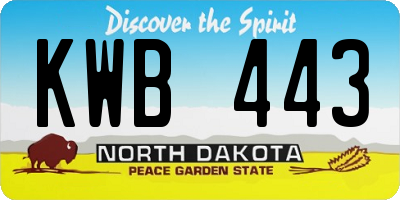 ND license plate KWB443
