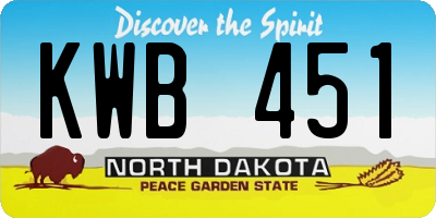 ND license plate KWB451