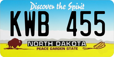 ND license plate KWB455