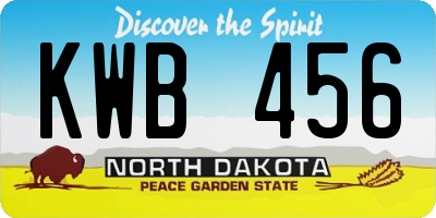 ND license plate KWB456