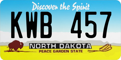 ND license plate KWB457
