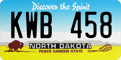 ND license plate KWB458