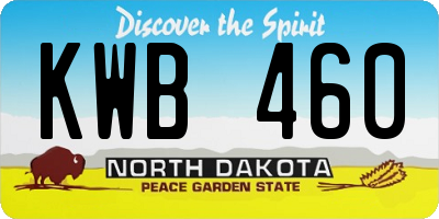 ND license plate KWB460