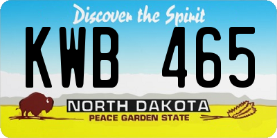 ND license plate KWB465