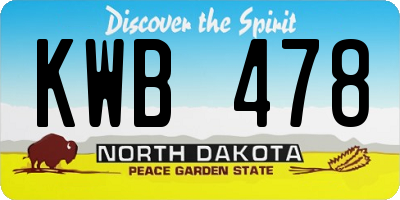 ND license plate KWB478