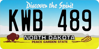 ND license plate KWB489