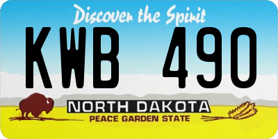 ND license plate KWB490