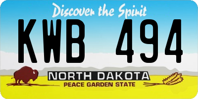 ND license plate KWB494